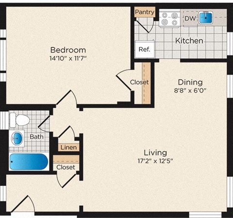 a floor plan of a home with a living room and a dining room
